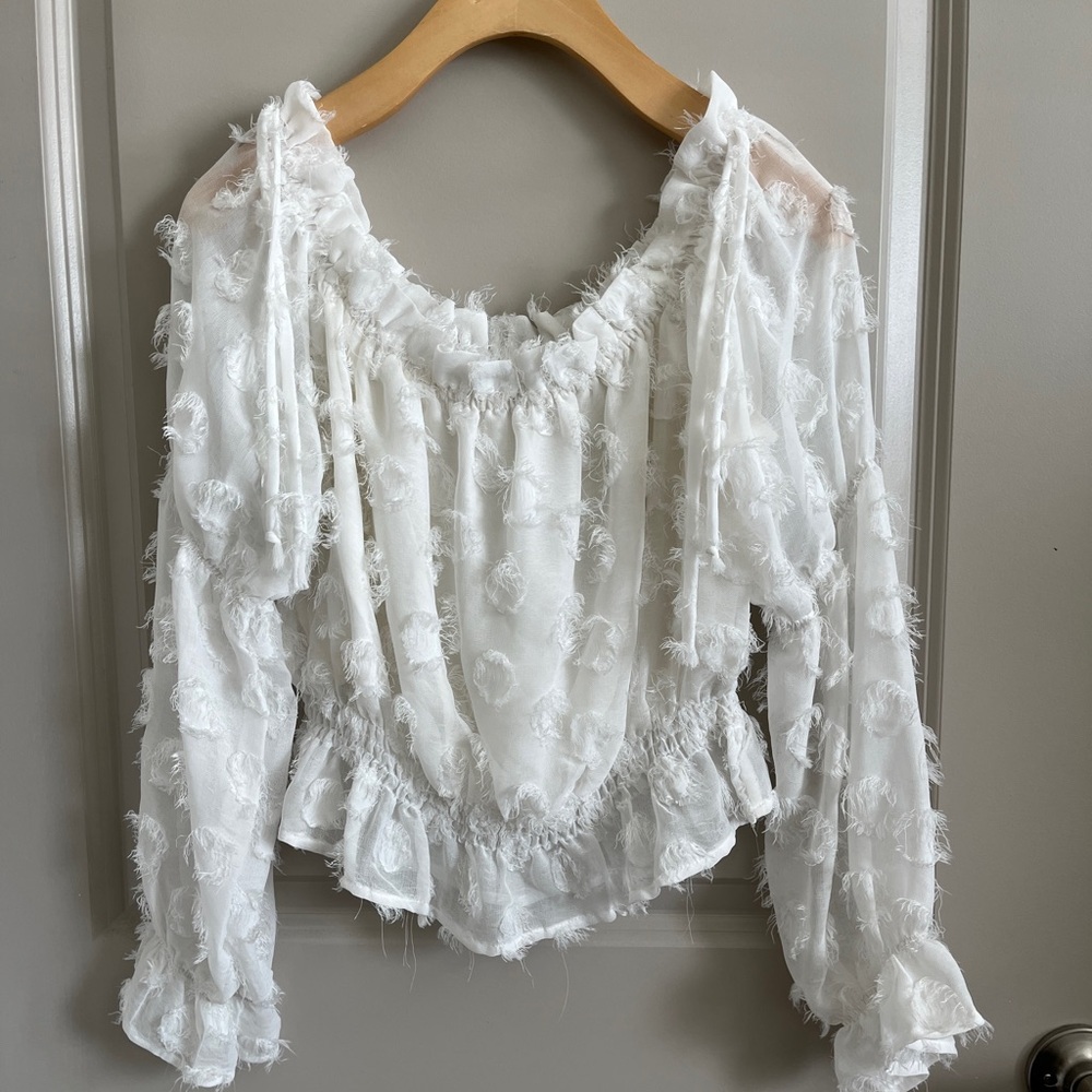 Crescent White Textured Blouse
